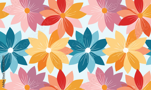 Wallpaper Mural Stylized groovy  Retro Floral Seamless Background Torontodigital.ca