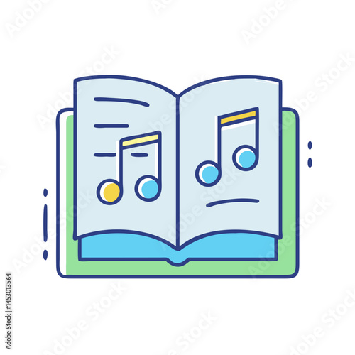 Open book of music notes musical notes sheet music songbook melody symphony composition score