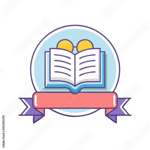 Open book reading education with glasses and banner vector illustration learning concept design