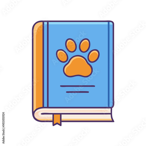 Illustrative pet care book with paw print cover for animal lovers and veterinary guide use design