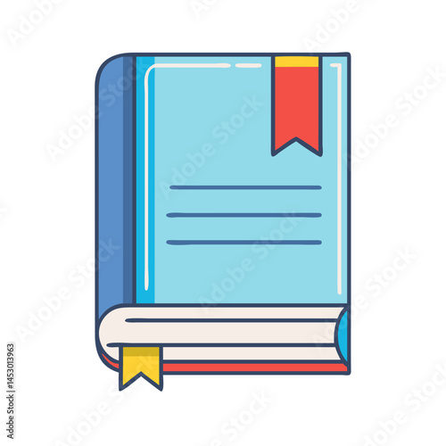 Illustration of a book with bookmark reading learning education knowledge literature study textbook