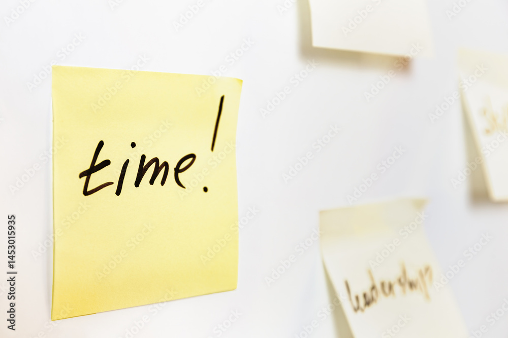Yellow Sticky Note With Handwritten Word Time Yellow Sticky Note With Handwritten Word Time