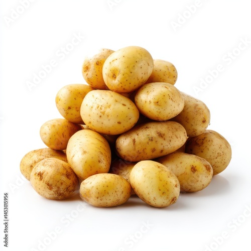 Pile of potatoes isolated on white background
