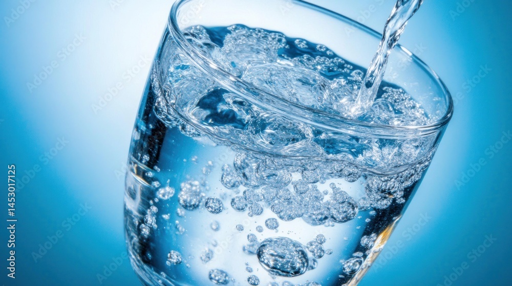 Refreshing Hydration: Crystal Clear Water Pouring into a Glass Refreshing Hydration: Crystal Clear Water Pouring into a Glass