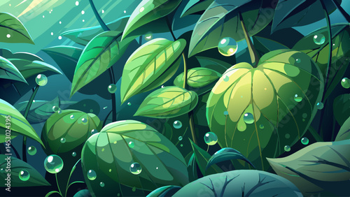 Raindrops rest on emerald veins,
Whispers of growth in gentle rains.
New life wakes in morning's glow,
Where nature's quiet wonders grow.