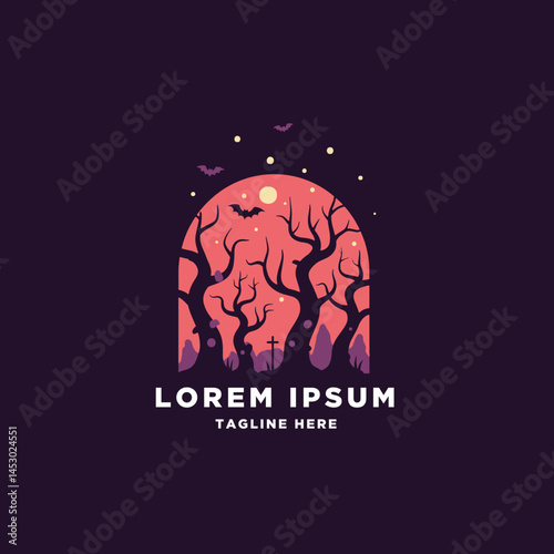  Spooky Halloween night scene dark trees bats moon enchanting mystery vibes