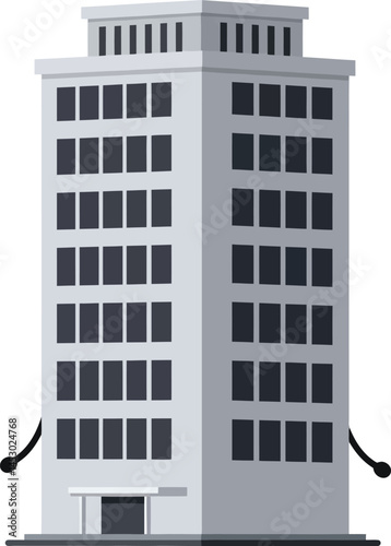 Tall grey office building with many windows and simple rectangular design vector illustration 