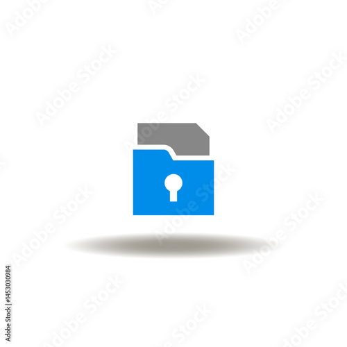 Obraz na płótnie Vector illustration of directory folder with keyhole and file document list. Symbol of confidential data. Icon of secrecy information. w salonie
