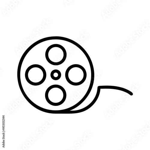horror movie reel icon, simple design, black and white