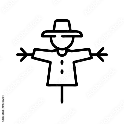 scarecrow icon, simple design, black and white