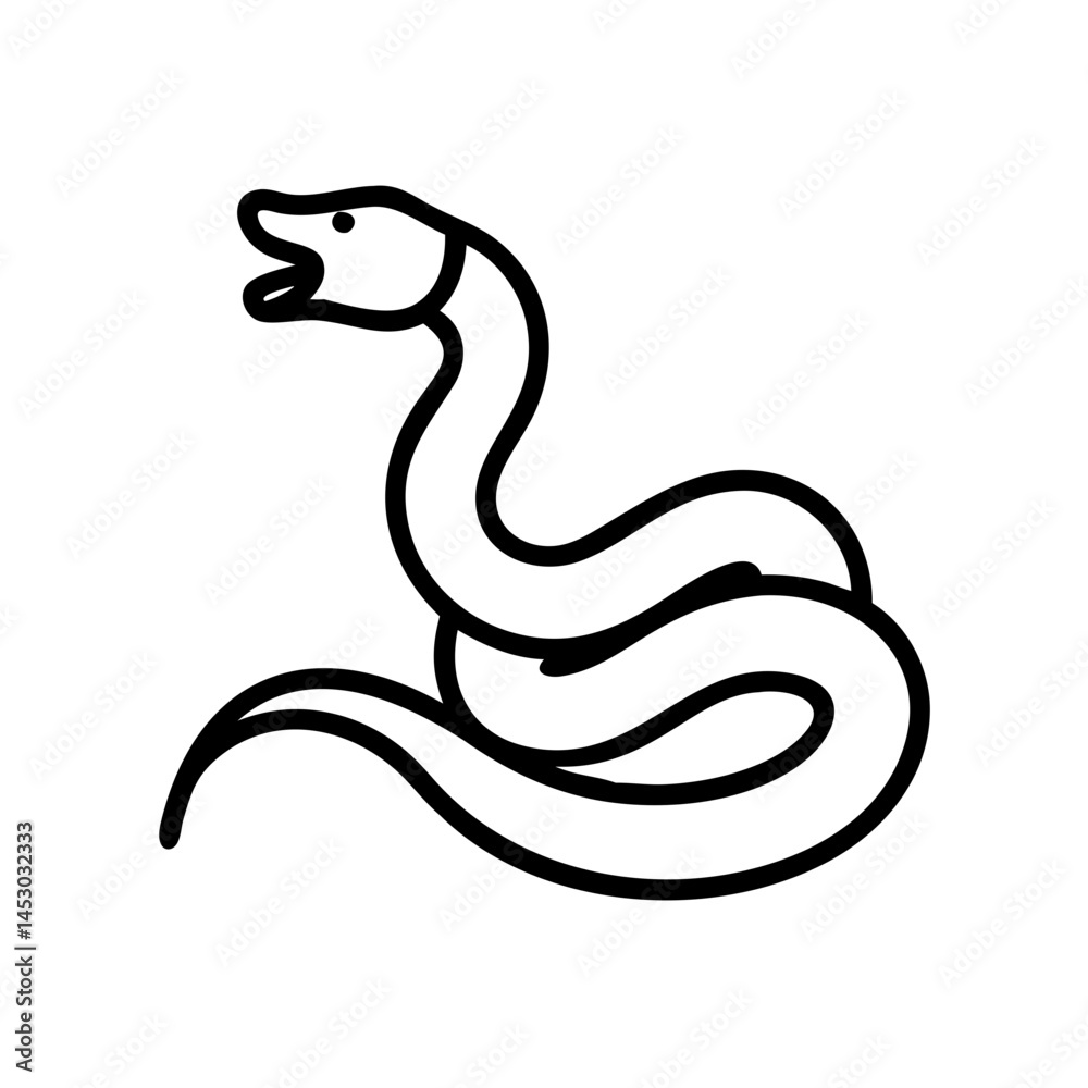 hissing snake icon, simple design, black and white hissing snake icon, simple design, black and white
