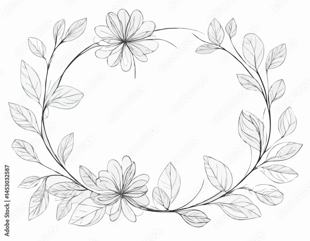 Continuous Line Drawing of Intertwined Floral Elements, Botanical Illustration with Delicate Leaves and Flowing Stems for Elegant Invitations and Feminine Branding. Continuous Line Drawing of Intertwined Floral Elements, Botanical Illustration with Delicate Leaves and Flowing Stems for Elegant Invitations and Feminine Branding.