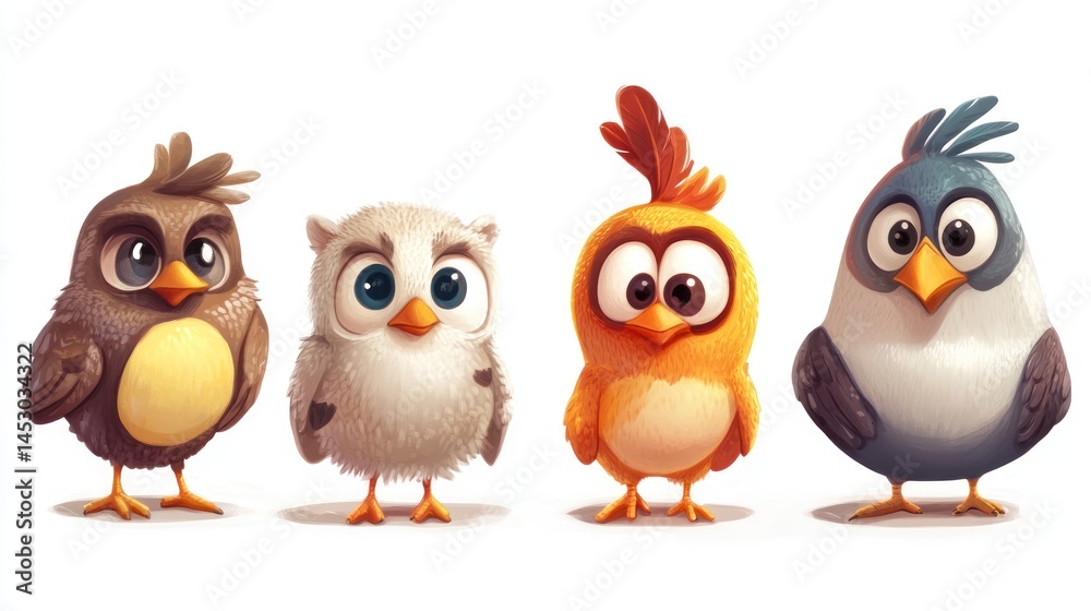 Cute cartoon birds in a row (7) Cute cartoon birds in a row (7)