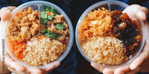 Obraz na płótnie Divided meal portions in transparent containers. w salonie