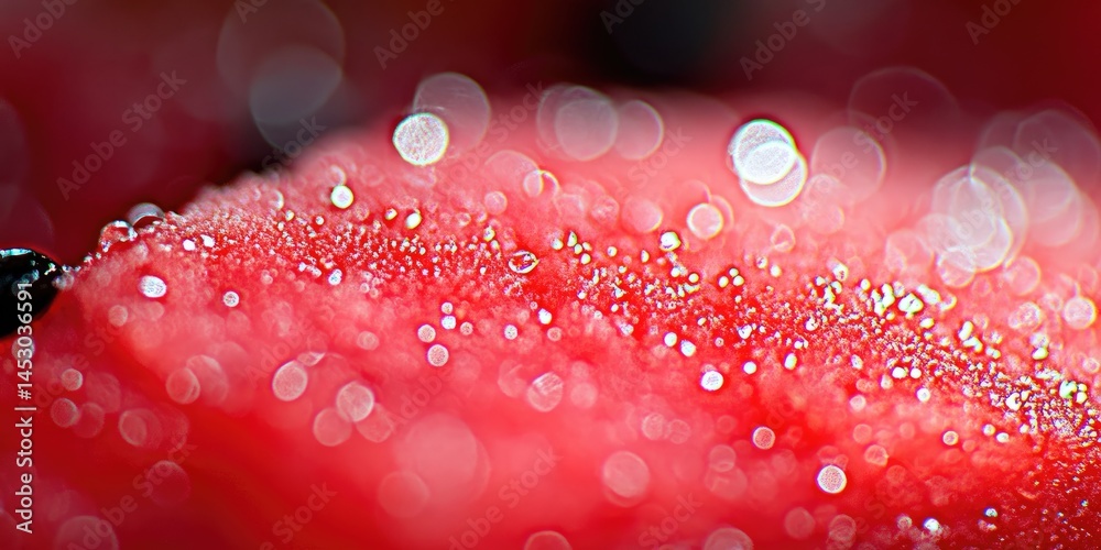 Close-up view of water droplets on a red surface