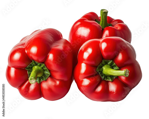 Fresh Red Bell Peppers on White Background for Culinary Use