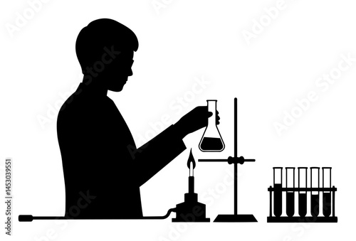 scientist working with lab equipment and test tubes silhouette