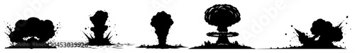 set of explosion blast shapes silhouette laser cutting shape vector