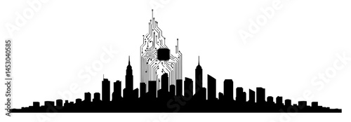 city skyline silhouette with cathedral landmark