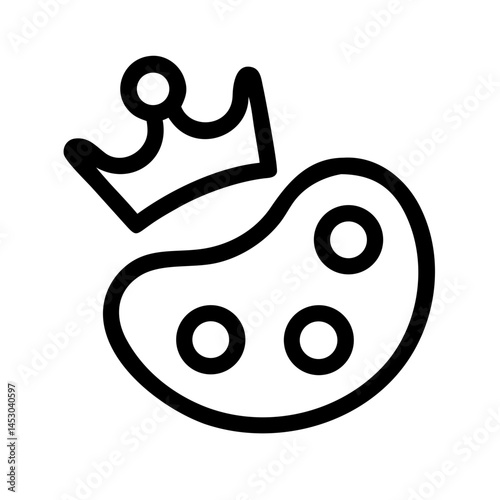 Artist Palette with Crown Icon – Creative Recognition Award:
Line illustration of an artist’s palette topped with a crown, symbolizing creative excellence, art awards, and artistic recognition.