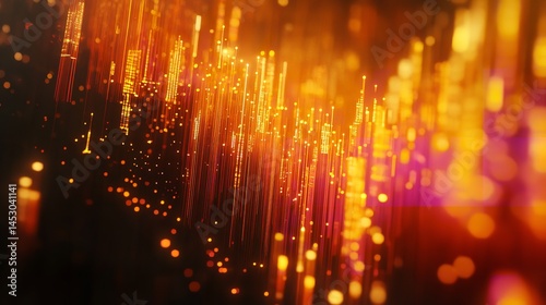 Abstract Orange Gold Digital Light Lines Background Design Glow Shiny Bright Energy Modern Trendy   
