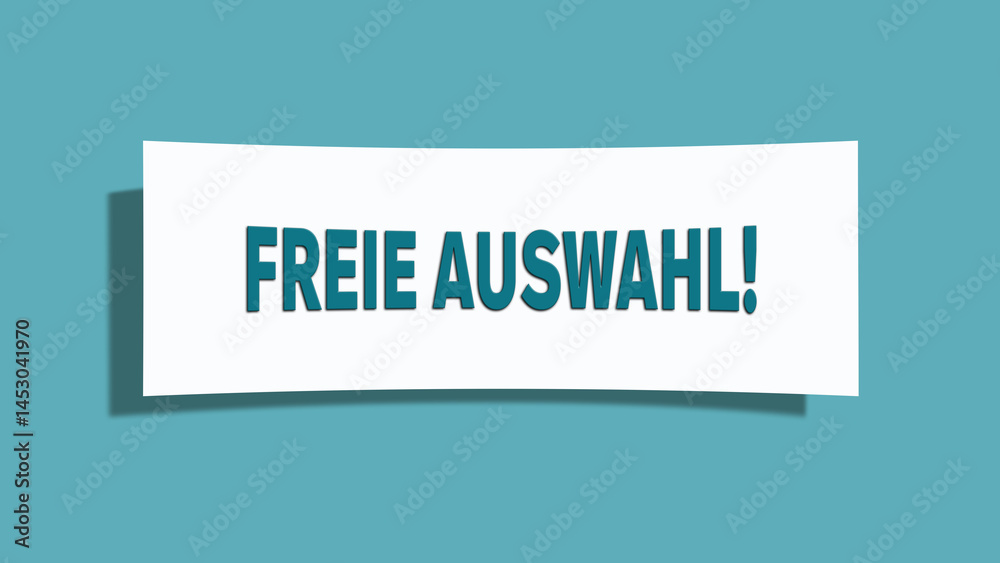 Freie Auswahl (Free choice) - A card isolated on light green background. Freie Auswahl (Free choice) - A card isolated on light green background.