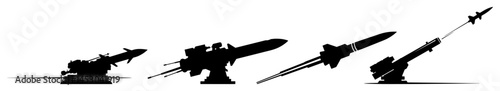 military missile launchers in action silhouette vector shape laser cutting