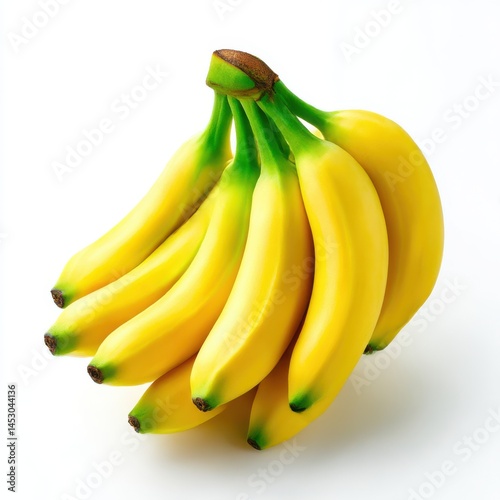 Bunch of fresh yellow bananas isolated on white background