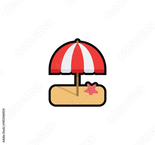 Beach umbrella vector isolated emoticon. Beach umbrella emoji. Beach umbrella color icon