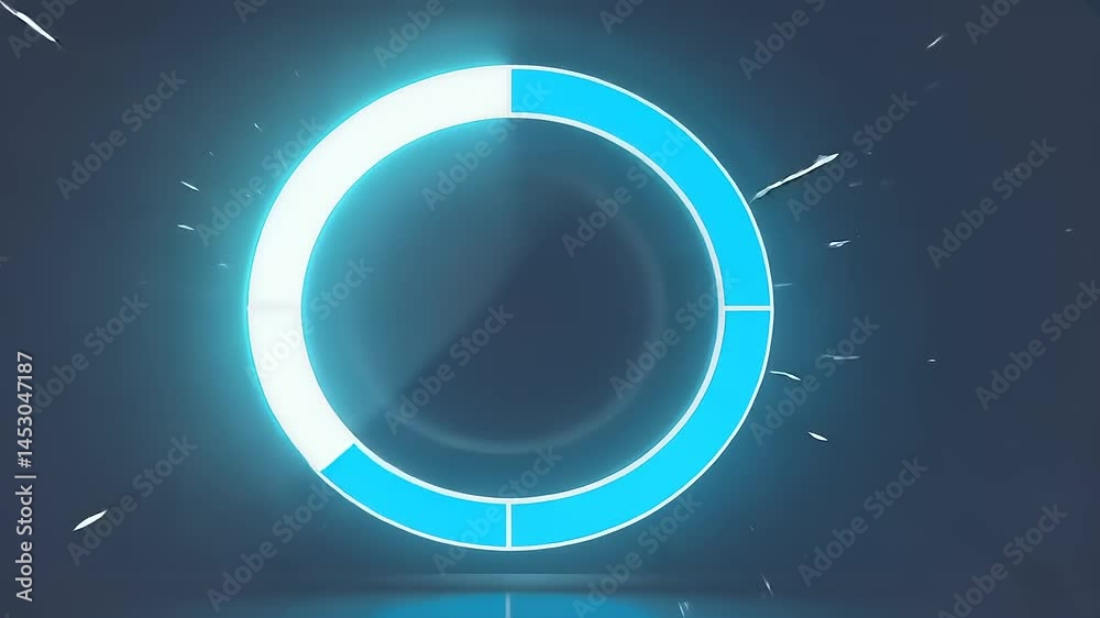 Circular graphic with glowing light segments.