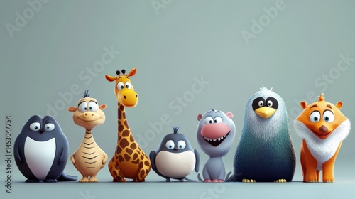 Cartoon animals in a row (13)
