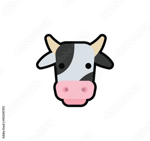 Cow head vector isolated icon. Cow face emoji illustration.