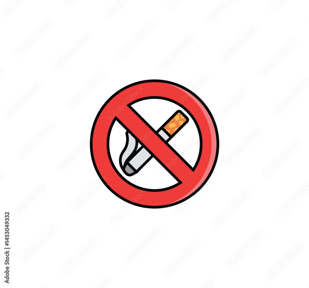 No smoking sign vector isolated emoticon. No smoking emoji. No smoking color icon No smoking sign vector isolated emoticon. No smoking emoji. No smoking color icon