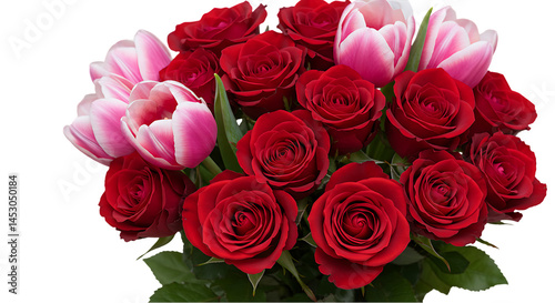 Wallpaper Mural Romantic Red Roses and Pink Tulips Bouquet: Valentine's Day Flowers, Floral Arrangement, Love Gift, Wedding Flowers, Anniversary Flowers Torontodigital.ca