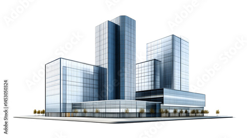 Modern Glass Skyscrapers with Reflective Facades and Urban Landscape Design