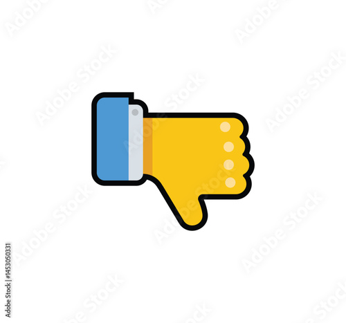 Thumb down emoji gesture vector isolated icon illustration. Dislike button gesture icon