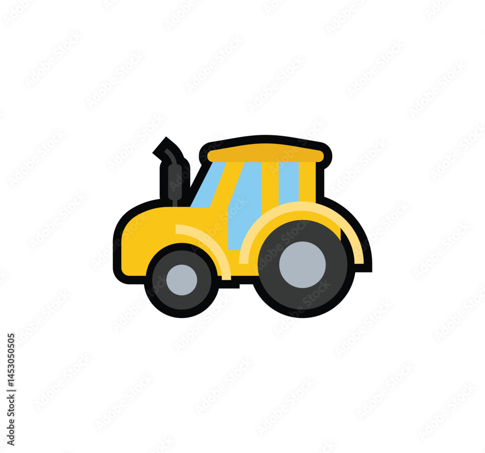 Naklejka premium Tractor vector isolated icon. Tractor emoji