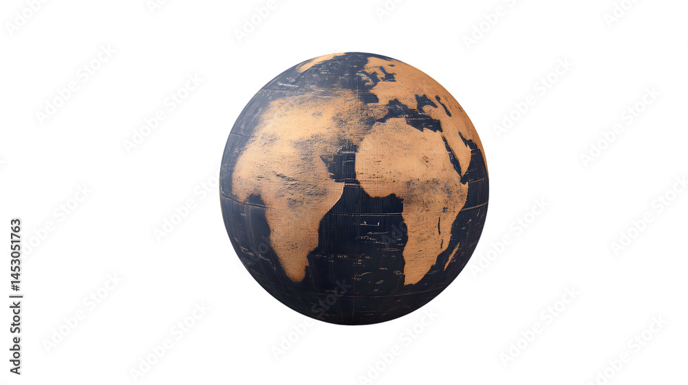 Obraz premium Global Perspective A Vintage Earth Globe Highlighting Continents and Oceans for Educational an
