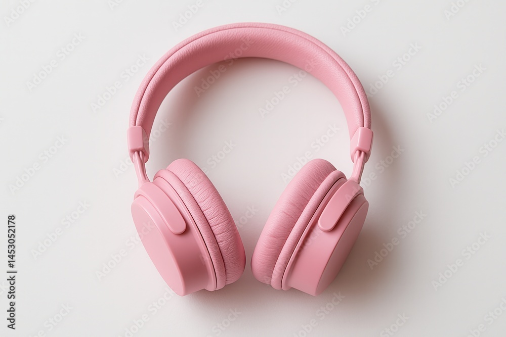 Pink Wireless Headphones Resting on White Surface