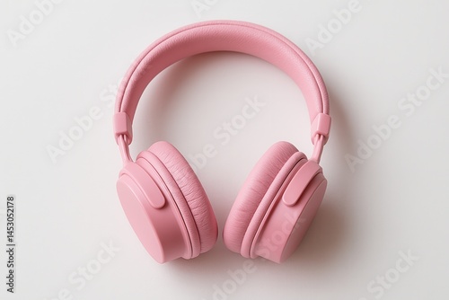 Obraz na płótnie Pink Wireless Headphones Resting on White Surface w salonie