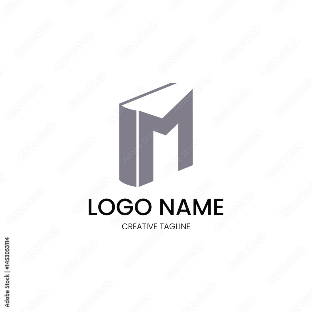 logo with a combination of books with the letter M logo with a combination of books with the letter M