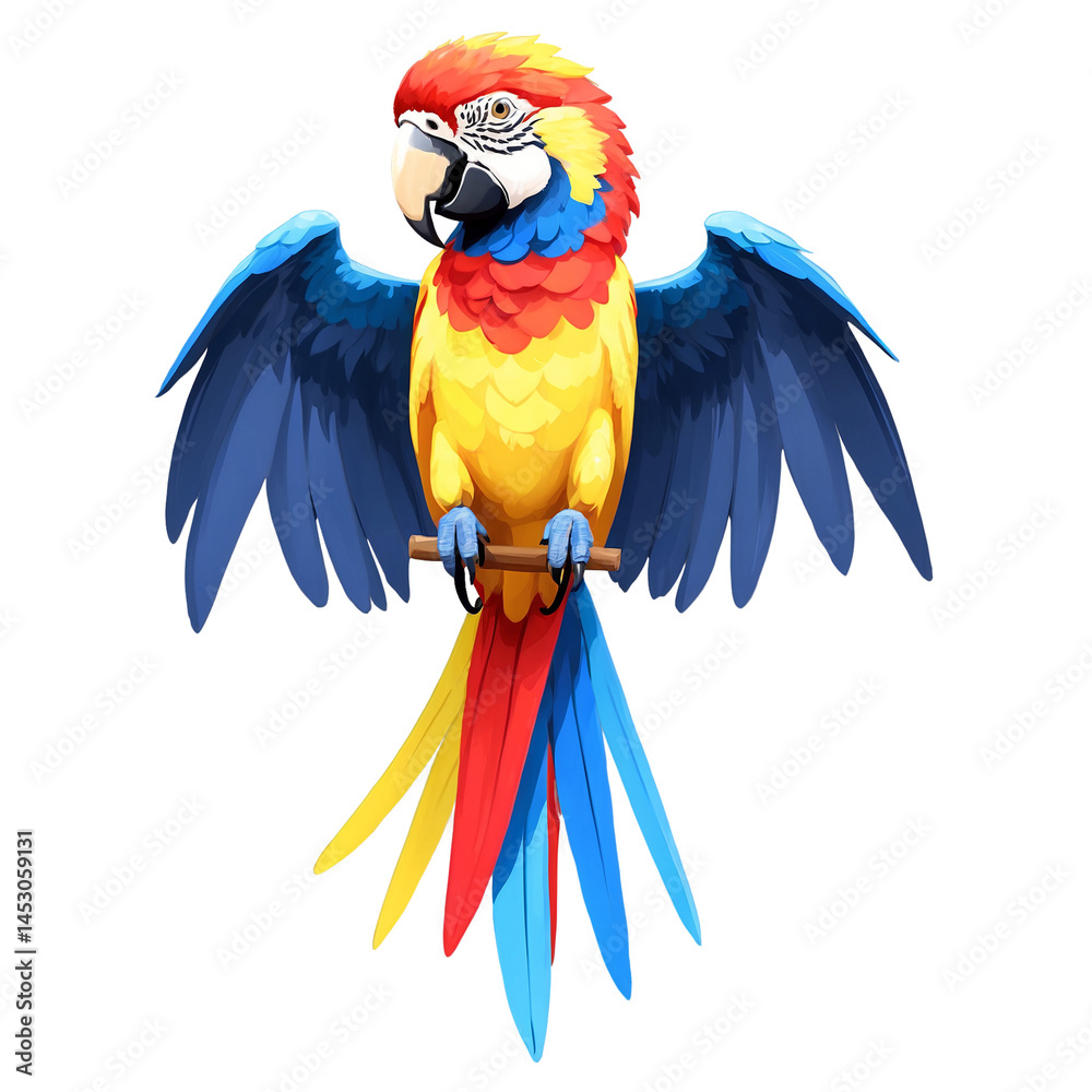 Obraz premium Colorful blue and yellow macaw with vibrant feathers, suitable for tropical and wildlife themed designs, birdwatching enthusiasts, and educational materials.