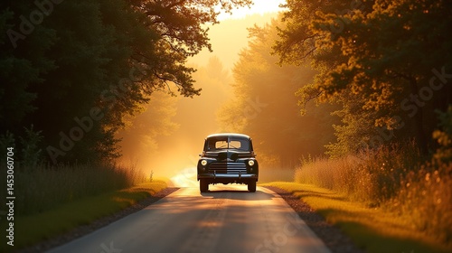 Wallpaper Mural Countryside Cruise: Vintage Cars in Nature's Embrace Torontodigital.ca