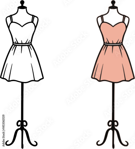 dummy dress hand drawing illustration vector. flat vector silhouette