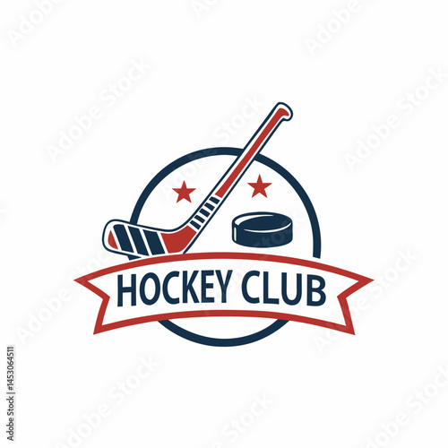Hockey Club Logo Design with Stick and Puck in a Circular Emblem
