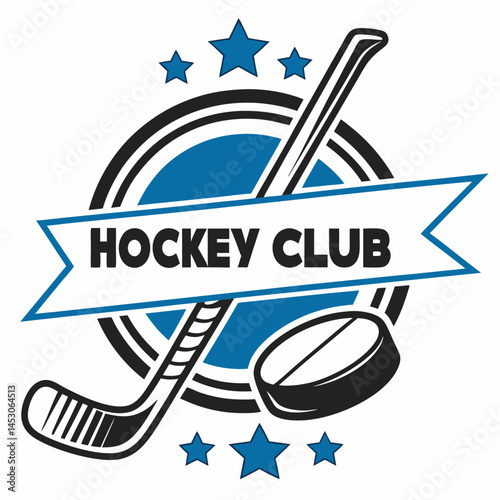 Hockey Club Emblem Design Stick Puck Stars Badge