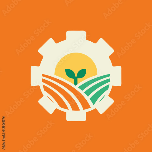 Agricultural Technology Gear Icon Sustainable Farming and Innovation