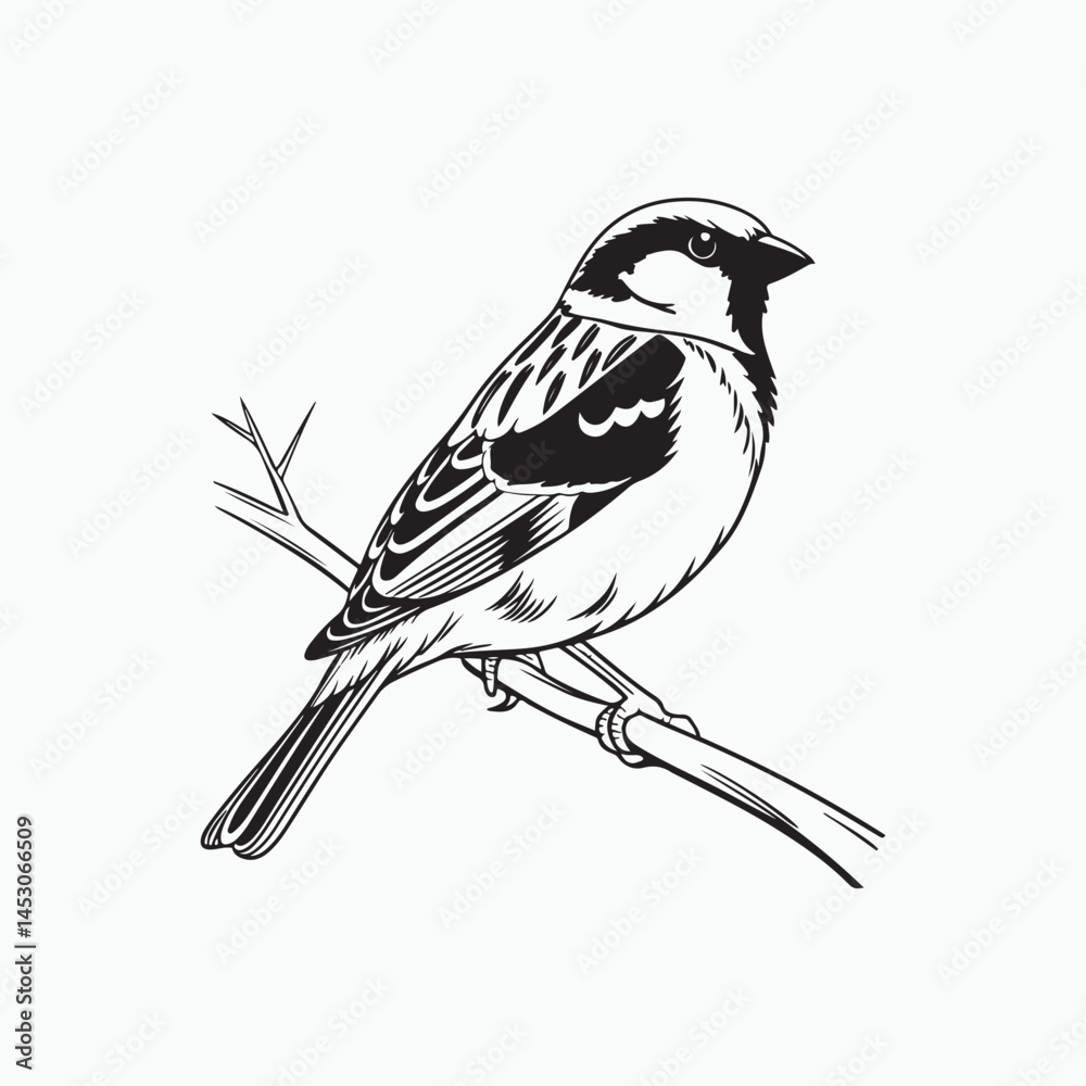 Obraz premium house sparrow bird silhouette vector