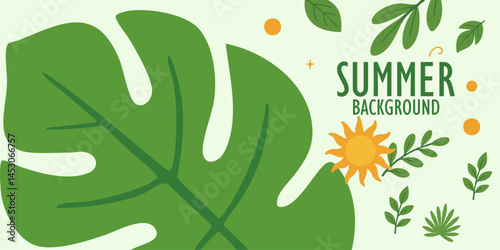 A fun summer themed abstract vector illustration with natural green color domination