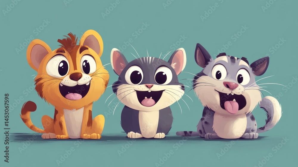 Obraz premium Cute cartoon animals (46)
